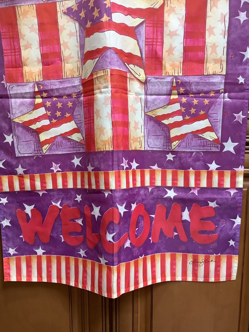 PATRIOTIC WELCOME FLAG WITH STARS AND STRIPES